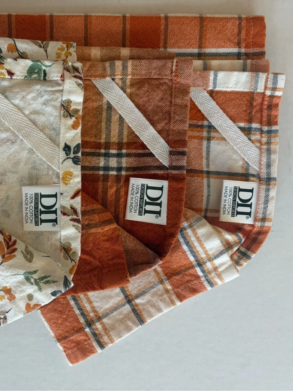 Cotton Tea Towels In Autumn Colors - Set of 3! 100% Cotton. By Design Imports.